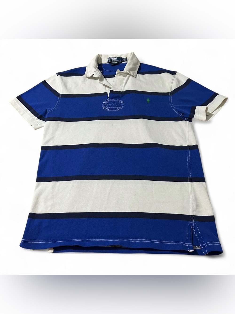 Vintage 90s Polo Ralph Lauren Striped Preppy Rugby Short Sleeve Shirt Small